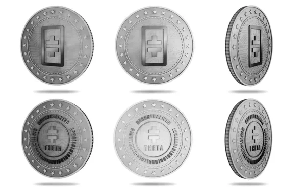 Theta Network Σύμβολο Cryptocurrency Απομονωμένο Χρυσό Νόμισμα Πράσινο Φόντο Οθόνη — Φωτογραφία Αρχείου