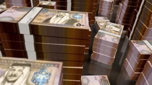 Jordan Dinar Geldscheine Packs Schleife Flug Über Jod Banknotenstapel Loopable — Stockvideo