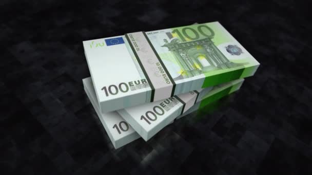 ユーロのお金の山パック 欧州連合における経済 ビジネス 金融の概念的背景 Eur銀行券はアニメーションをスタック — ストック動画