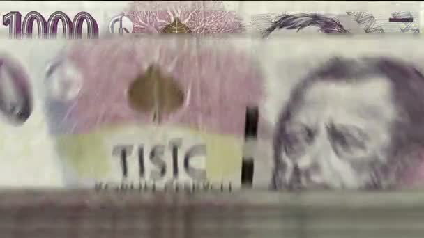 Τσεχική Κορόνα Μηχανή Καταμέτρησης Χρημάτων Τραπεζογραμμάτια Γρήγορη Czk Νόμισμα Σημείωμα — Αρχείο Βίντεο