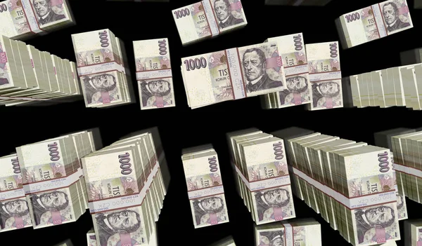 Cseh Korona Pénzcsomag Illusztráció Czk Bankjegykötegek Finanszírozás Készpénz Gazdasági Válság — Stock Fotó