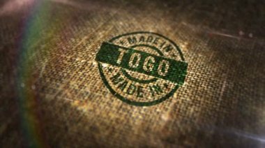 Togo 'da doğal keten çuvalına damgalı. Fabrika, imalat ve kahve üretim ülkesi 3D tasarımı soyut bir kavram haline getirdi. Döngüsüz ve kusursuz animasyon.