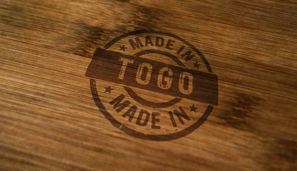 Sello Fabricado Togo Impreso Caja Madera Concepto País Fábrica Fabricación —  Fotos de Stock