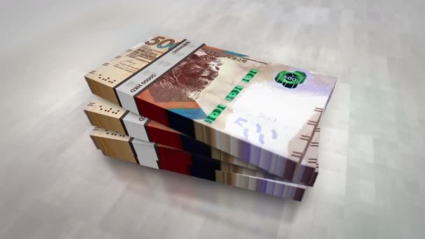 港元钱袋堆积如山 债务和金融的概念背景 500港元钞票堆放动画 — 图库视频影像