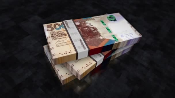 香港ドルのお金の山パック ビジネス 金融の概念的背景 500香港ドル紙幣スタックアニメーション — ストック動画