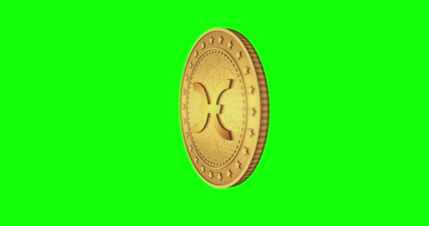 Holochain Holo Hot Cryptogeld Geïsoleerde Gouden Munt Groen Scherm Loopable — Stockvideo