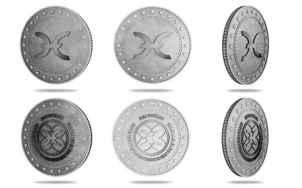 ホロチェーンホロホット暗号通貨シンボルは 緑の画面の背景に金のコインを隔離しました アブストラクトコンセプト3Dイラスト — ストック写真