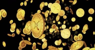 Holochain, holo hot kripto para birimi altın paralar arasında döngülü bir uçuş. Döngüsel soyut arkaplan. İşlem ve engelleme teknolojisi 3B kusursuz döngü kavramı.