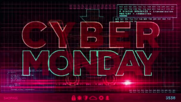 Cyber Monday Auf Computerbildschirmen Hot Deal Shopping Großer Verkauf Und — Stockvideo