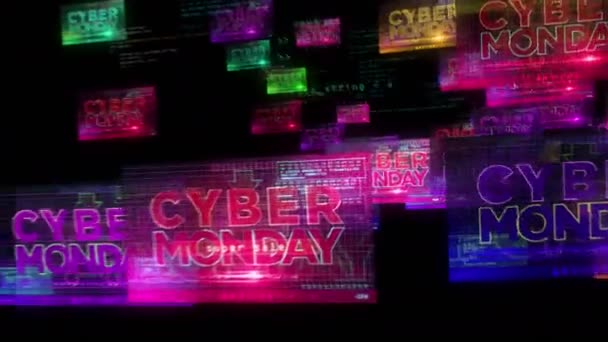 Cyber Monday Computer Screens Hot Deal Shopping Big Sale Special — Stock Video