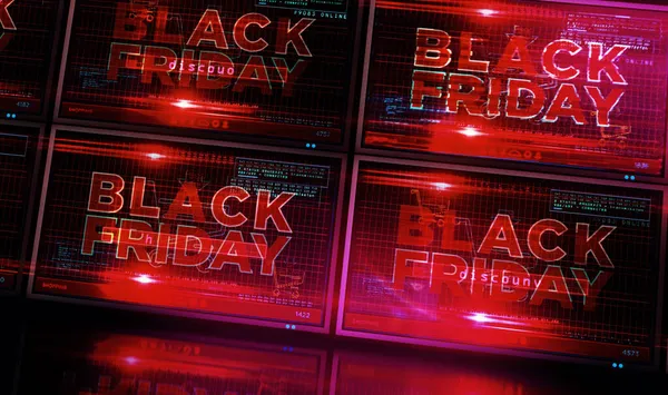 Černý Pátek Obrazovce Počítače Velký Prodej Hot Deal Nakupování Speciální — Stock fotografie