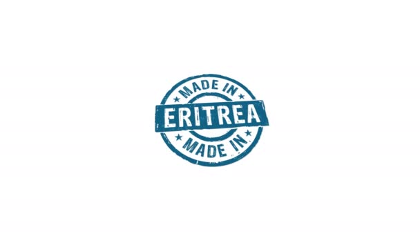 Made Eritrea Stamp Hand Stamping Impact Isolated Animation Factory Manufacturing — Stock Video