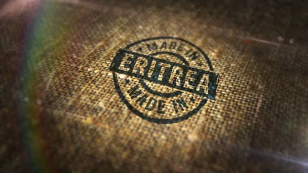 Made Eritrea Sign Stamp Natural Linen Sack Factory Manufacturing Coffee — Stock Video