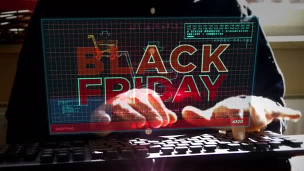 Černý Pátek Velký Prodej Hot Deal Nakupování Speciální Nabídka Obrazovce — Stock video