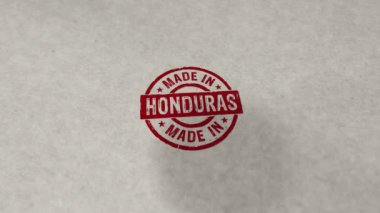 Honduras pulu kıvrımlı ve kusursuz animasyon. El damgası darbesi. Fabrika, üretim ve üretim ülkesi 3 boyutlu döngü kavramı.