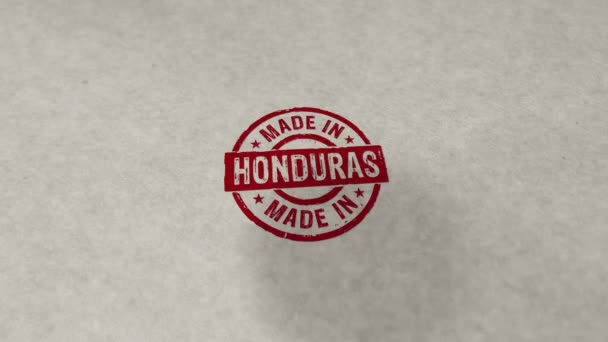Hecho Honduras Sello Loopable Animación Sin Costuras Impacto Estampación Manual — Vídeo de stock
