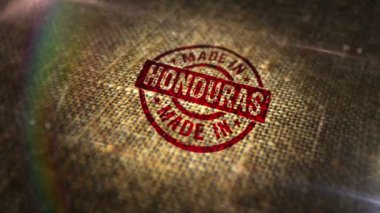 Honduras 'ta doğal keten çuvalına damgalı. Fabrika, imalat ve kahve üretim ülkesi 3D tasarımı soyut bir kavram haline getirdi. Döngüsüz ve kusursuz animasyon.