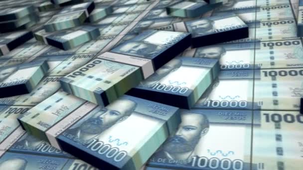 Цикл Банкнот Чилийских Песо Денежные Пачки Clp Концепция Бизнеса Экономики — стоковое видео