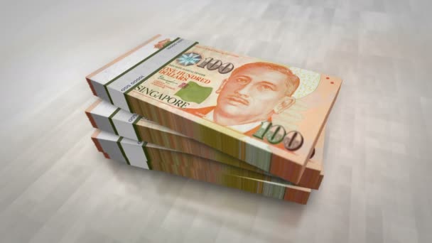 Singapore Dollar Geld Stapel Pack Concept Achtergrond Van Economie Het — Stockvideo