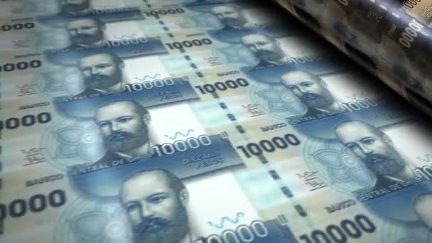 Chile Pesos Banknotów Pieniężnych Drukowania Rolki Maszyny Pętli Papier Clp — Wideo stockowe