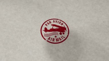 Hava Postası sembolü mühür döngüsü ve kusursuz animasyon. El damgası darbesi. Retro par avion posta postası ve havayolu ekspres posta damgası 3D oluşturulmuş döngü kavramı.