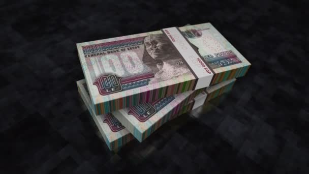 エジプトポンド紙幣パック エジプトにおける経済 ビジネス 金融の概念的背景 100枚のEgp銀行券 アニメ — ストック動画