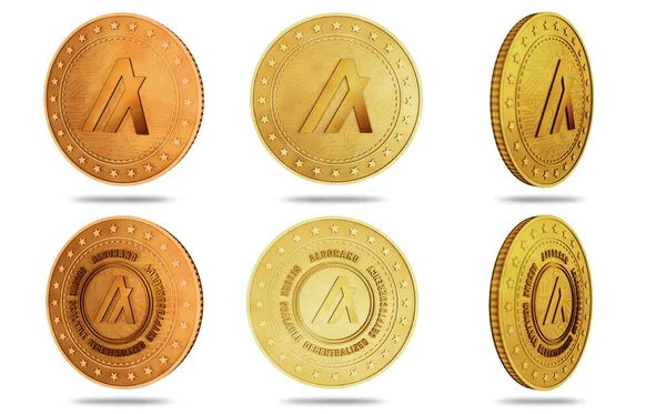 Algorand Algo Kryptoměna Symbol Izolované Zlaté Mince Zeleném Pozadí Obrazovky — Stock fotografie