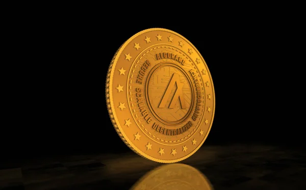 Algorand Algo Σύμβολο Cryptocurrency Χρυσό Νόμισμα Πράσινο Φόντο Οθόνη Αφηρημένη — Φωτογραφία Αρχείου