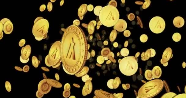 Algorand Algo Criptomoneda Vuelo Bucle Entre Monedas Oro Fondo Abstracto — Vídeo de stock