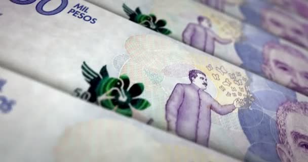Колумбійський Петля Банкнот Код Грошової Текстури Концепція Економіки Бізнесу Кризи — стокове відео