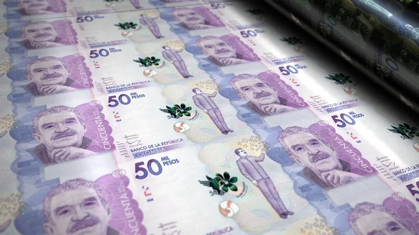 Columbia Pesos Money Printing Example Видрук Банкнот Cop Концепція Фінансів — стокове фото