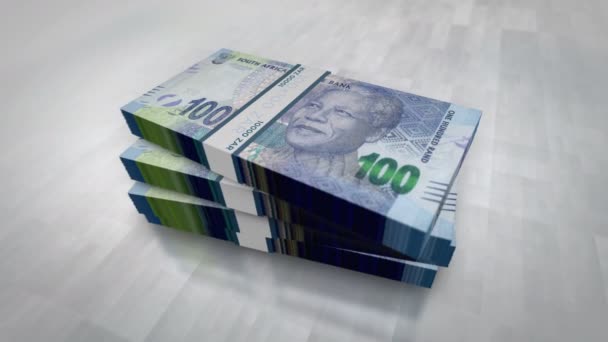Sud Africa Rand Mucchio Soldi Concetto Sfondo Economia Banche Imprese — Video Stock