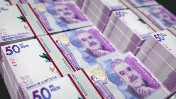 Colombia Pesos Paquete Dinero Bucle Animación Concepto Loopable Sin Fisuras — Vídeo de stock