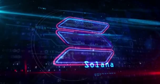 Solana Neon Teken Concept Sol Cryptogeld Token Blockchain Valuta Fintech — Stockvideo