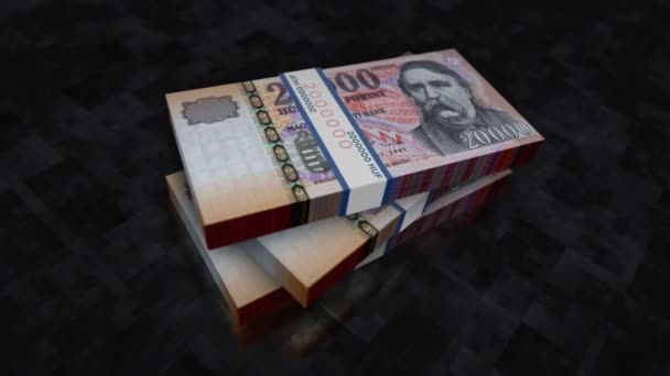 Hongaarse Forint Geld Stapel Pack Concept Achtergrond Van Economie Het — Stockvideo