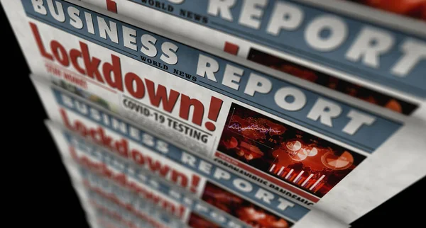 Uzavření Covid Uzavřená Ekonomika Podnikatelská Krize Pandemie Koronaviru Novinový Tisk — Stock fotografie
