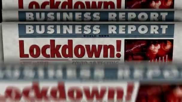 Lockdown Covid Closed Economy Business Crisis Coronavirus Pandemic Newspaper Printing — Stock Video