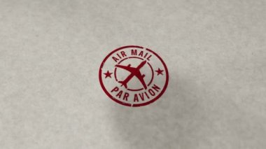 Hava Postası sembolü mühür döngüsü ve kusursuz animasyon. El damgası darbesi. Retro par avion posta postası ve havayolu ekspres posta damgası 3D oluşturulmuş döngü kavramı.