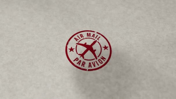 Symbol Air Mail Stempel Pętli Płynnej Animacji Uderzenie Dłoń Retro — Wideo stockowe