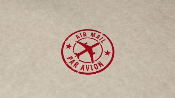 Luftpost Symbol Stempel Und Handstempel Impact Animation Retro Par Avion — Stockvideo