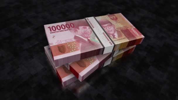 Indonesian Rupiah Money Pile Pack Концепція Розвитку Економіки Банківської Справи — стокове відео