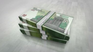 İran Rial para yığını. İran 'da ekonomi, bankacılık, ticaret, kriz, durgunluk, borç ve finansman kavramları. IRR banknotları 3d canlandırmayı destekler.