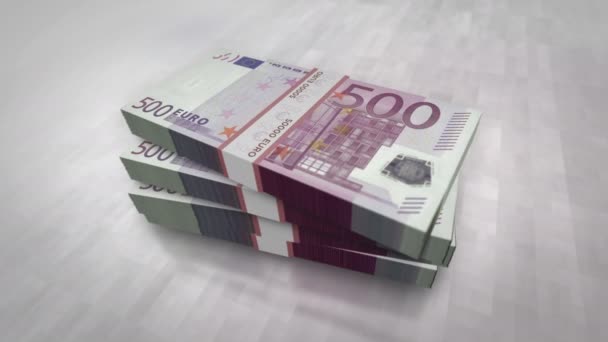 Euro 500 Money Pile Pack Concept Background Economy Banking Business — Stock Video