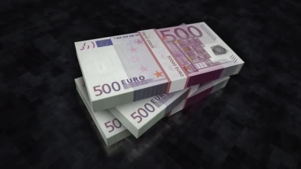 Euro 500 Money Pile Pack Concept Background Economy Banking Business — Stock Video