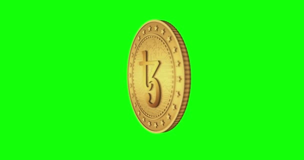 Tezos Xtz Código Abierto Peer Peer Criptomoneda Moneda Oro Aislada — Vídeo de stock