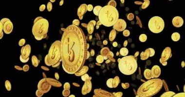 Tezos XTZ açık kaynak, akrandan kripto para birimine altın sikkeler arasında döngülü bir uçuş. Döngüsel soyut arkaplan. İşlem ve engelleme teknolojisi 3B kusursuz döngü kavramı.
