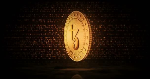 Tezos Xtz Open Source Peer Peer Cryptocurrency Gold Coin Loopable — Vídeos de Stock