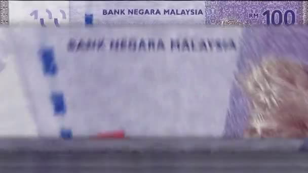Malajsie Ringgit Počítadlo Peněz Bankovkami Rychlá Rotace Měny Myr Dolů — Stock video