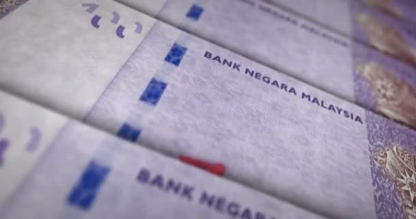 マレーシアリンギット銀行券ループ 私の金の質感 ビジネス 債務と金融の概念 ノートを移動します ループ可能なシームレス3Dアニメーション — ストック動画