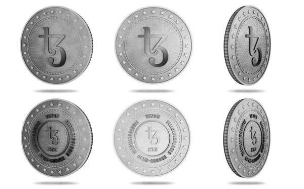 Tezos Xtz Nyílt Forráskódú Peer Peer Cryptocurrency Szimbólum Elszigetelt Arany — Stock Fotó
